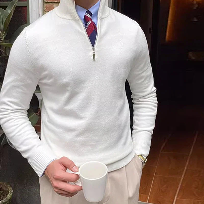 Herren Half-Zip Pullover – Klassischer Strickpullover mit Reißverschluss