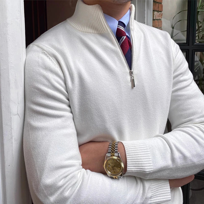 Herren Half-Zip Pullover – Klassischer Strickpullover mit Reißverschluss