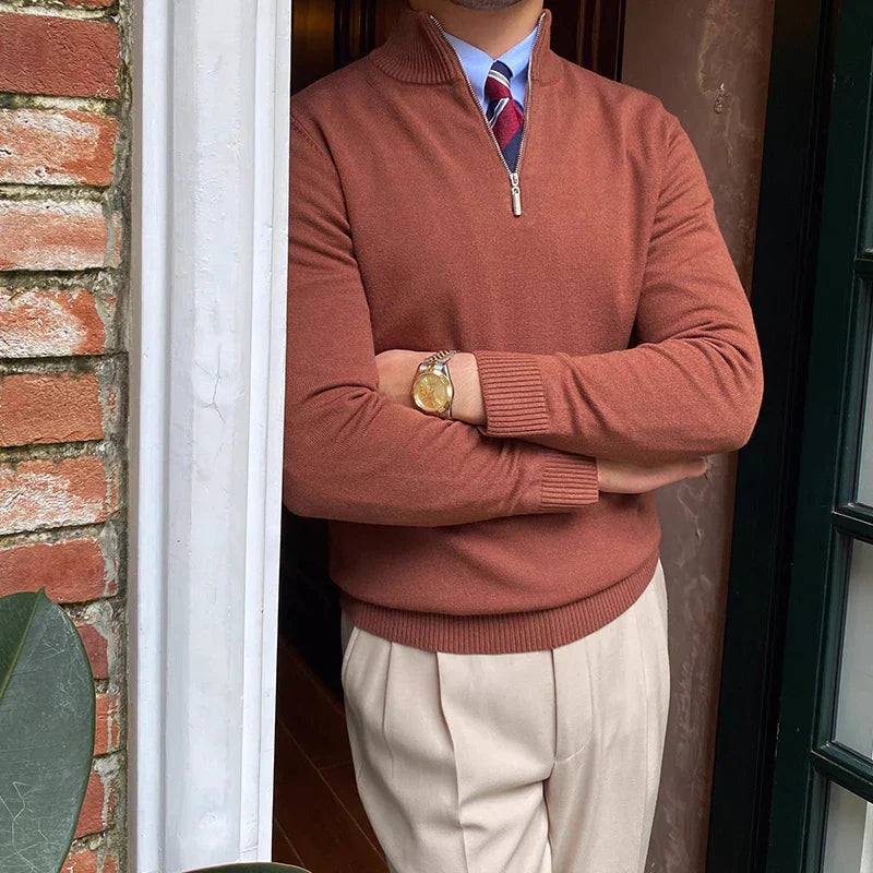 Herren Half-Zip Pullover – Klassischer Strickpullover mit Reißverschluss