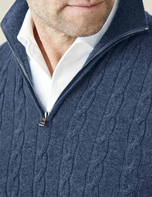 Herren Zopfmuster Strickjacke mit Reißverschluss – Warmer Pullover