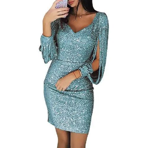 Anika | Elegantes Damen Pailletten-Midi-Kleid | Glamourös, figurbetont & stilvoll