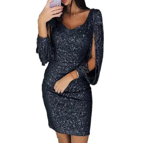 Anika | Elegantes Damen Pailletten-Midi-Kleid | Glamourös, figurbetont & stilvoll