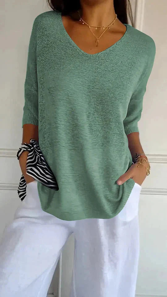 Comfortable Women's Knit Top with V-Neck Chiara