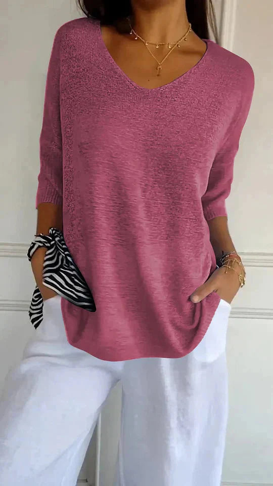 Comfortable Women's Knit Top with V-Neck Chiara