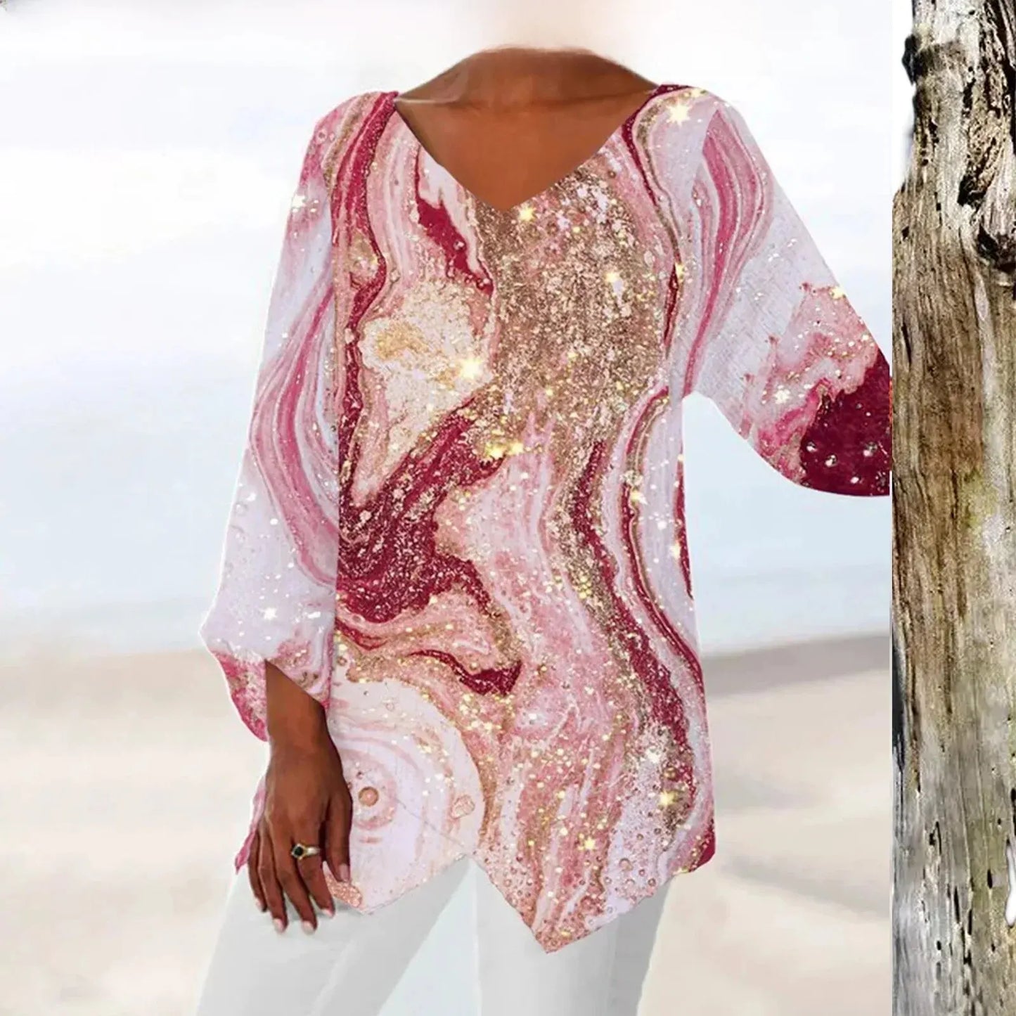 Clara | Elegant Women's Vintage Top with V-Neck | Stylish, Comfortable & Versatile