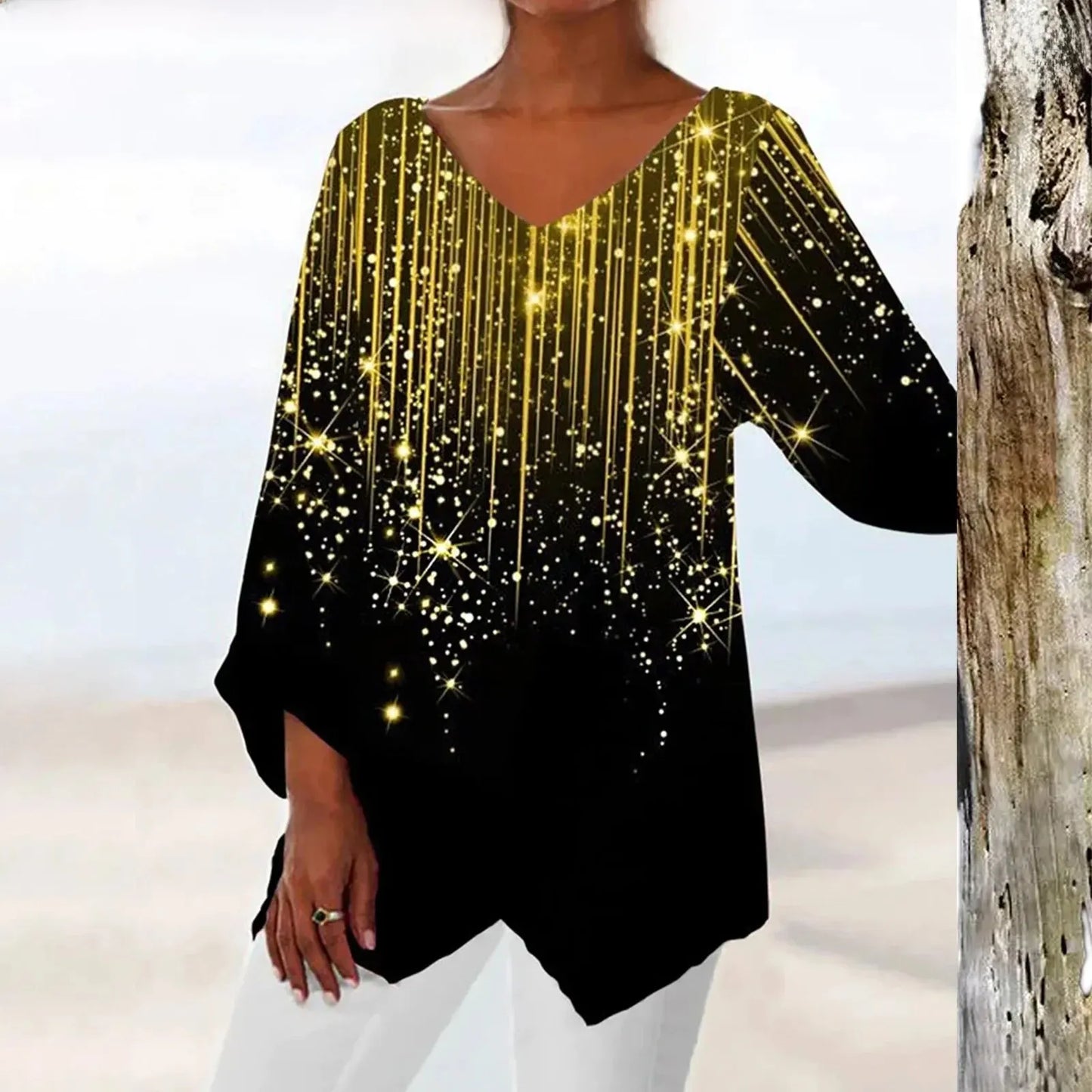 Clara | Elegant Women's Vintage Top with V-Neck | Stylish, Comfortable & Versatile