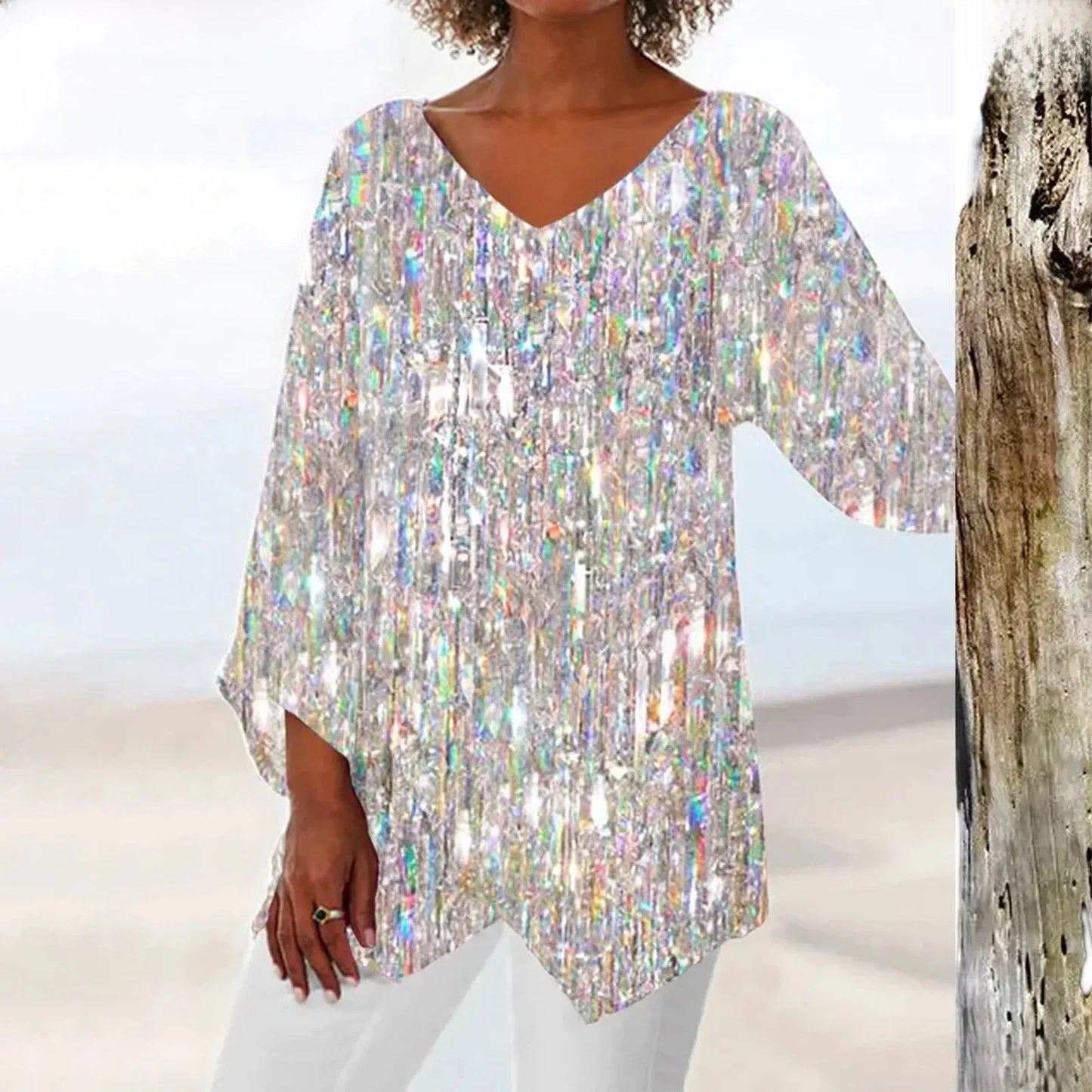 Clara | Elegant Women's Vintage Top with V-Neck | Stylish, Comfortable & Versatile
