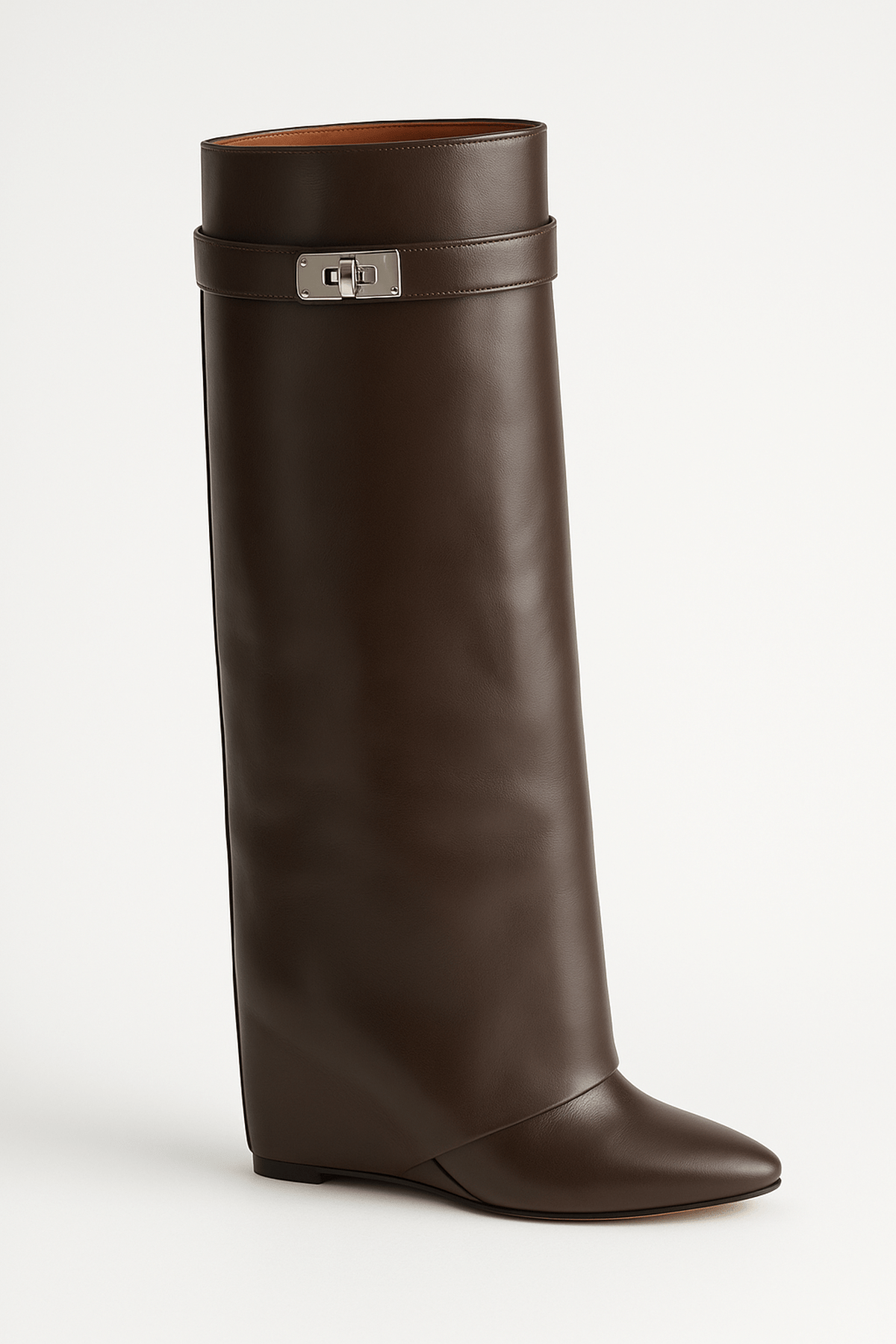 Damen Lederstiefel – Kniehoch mit Shark Lock Detail