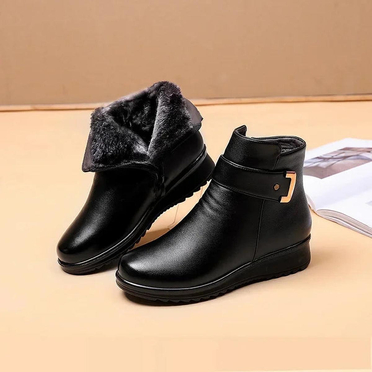Damen Lederstiefel – Warm Gefüttert mit Wolle für Komfort & Stil