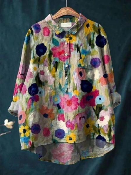 Women's Purple Blouse | Floral Pattern Shirt Dress for a Fresh, Casual Look