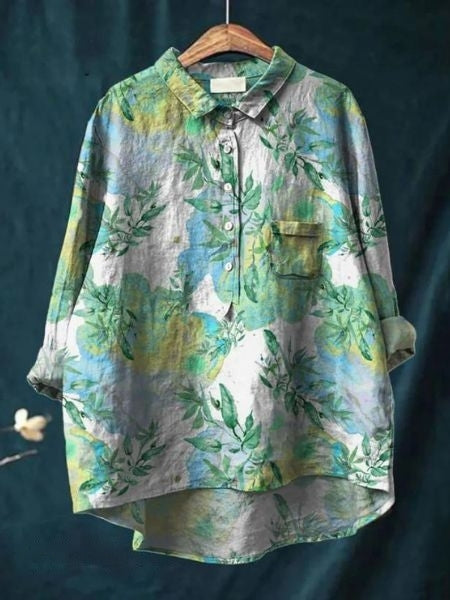 Women's Purple Blouse | Floral Pattern Shirt Dress for a Fresh, Casual Look