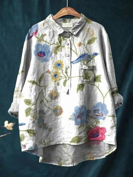Women's Purple Blouse | Floral Pattern Shirt Dress for a Fresh, Casual Look