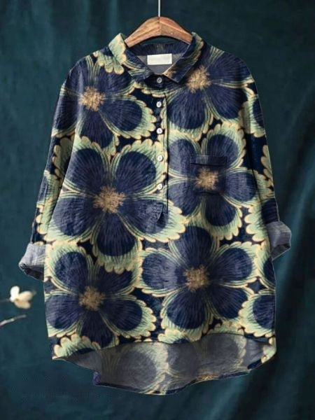 Women's Purple Blouse | Floral Pattern Shirt Dress for a Fresh, Casual Look