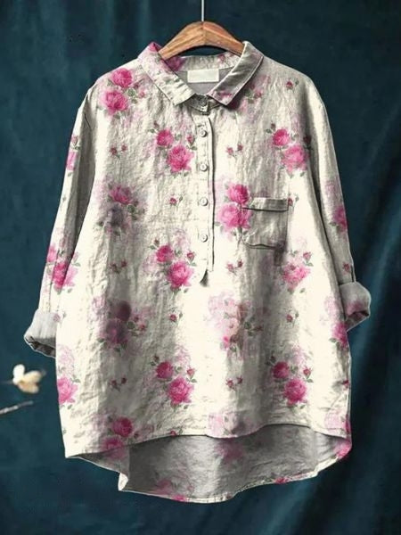 Women's Purple Blouse | Floral Pattern Shirt Dress for a Fresh, Casual Look