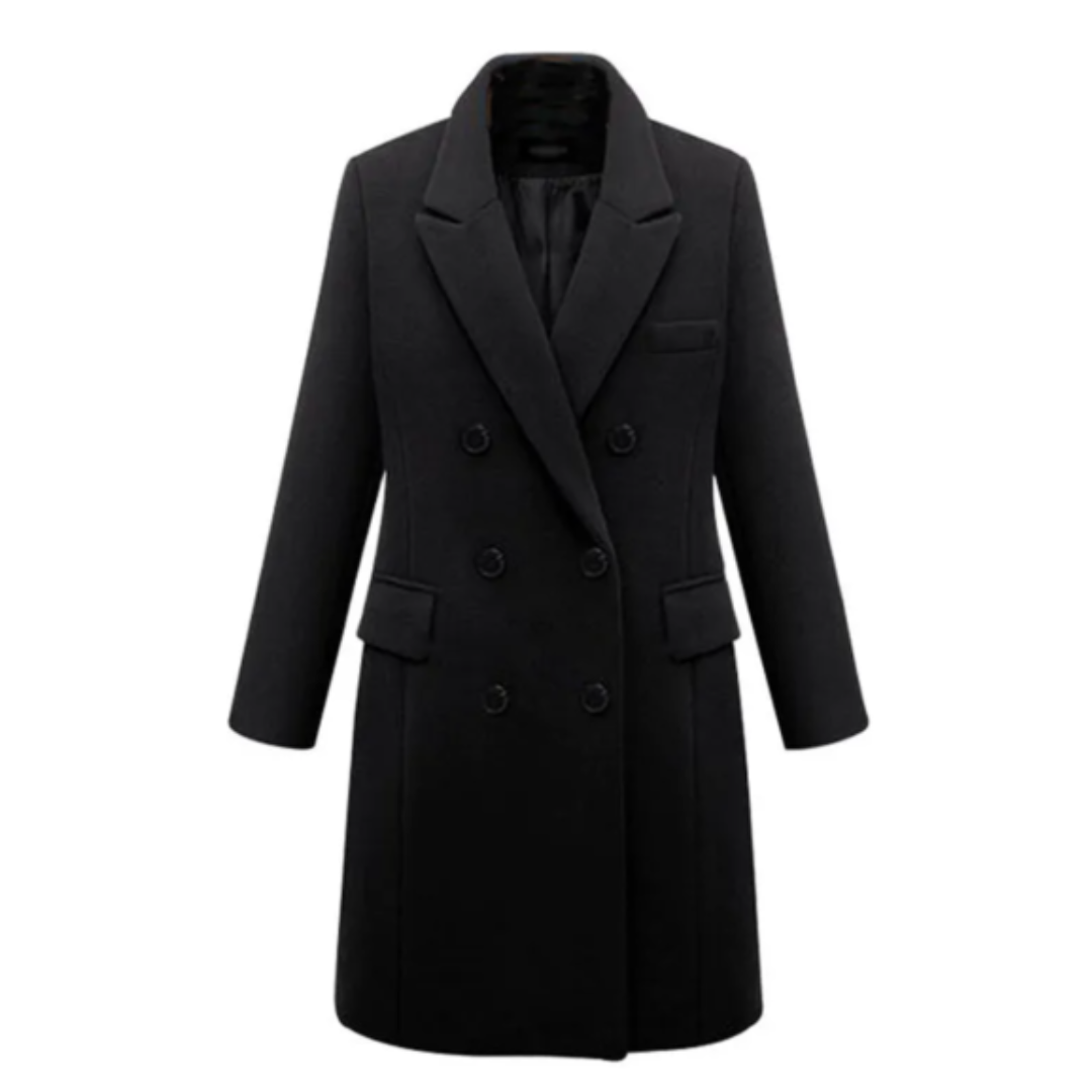 Damen Mantel Doppelreihig Lang – Mit Reverskragen für Smart Casual & Formal