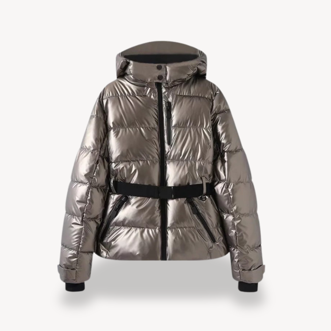 Damen Pufferjacke mit Gürtel – Warme Steppjacke für Winter