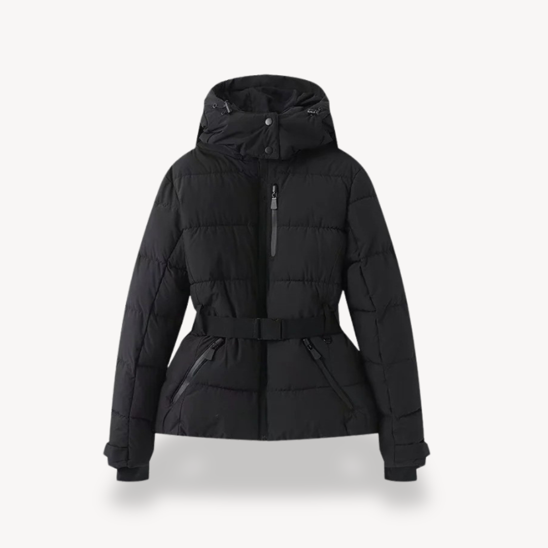 Damen Pufferjacke mit Gürtel – Warme Steppjacke für Winter