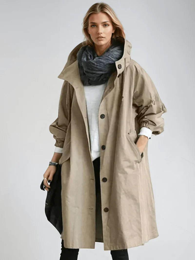Damen Regenmantel Wasserdicht – Leicht, Oversized mit hohem Kragen
