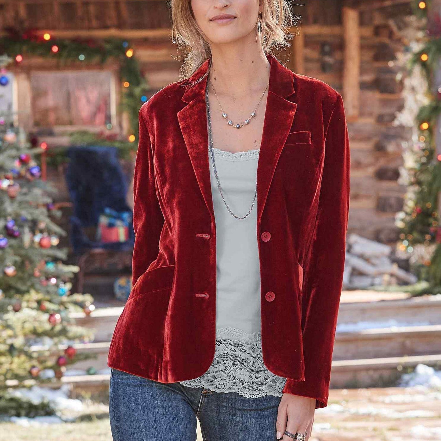 Women's velvet blazer – luxury slim fit jacket for all seasons