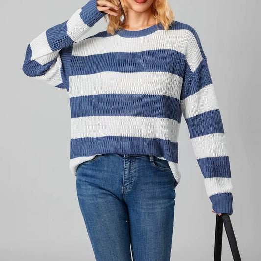 Women's Striped Knit Sweater – Colorful Sweater in Modern Design