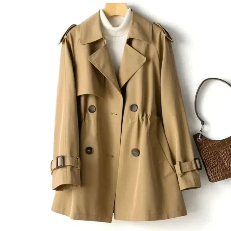 Women's trench coat – double-breasted with tie belt & tailored fit