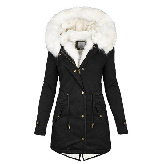 Damen Winterjacke mit Kapuze – Warm & Stilvoll mit Knopfdetails