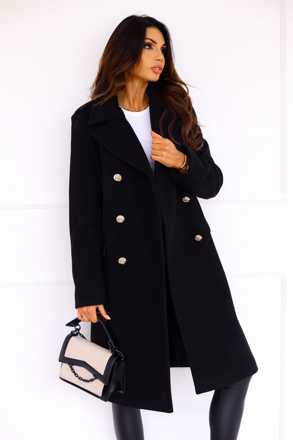 Damen Wollmantel Winter – Eleganter Doppelreihiger Mantel