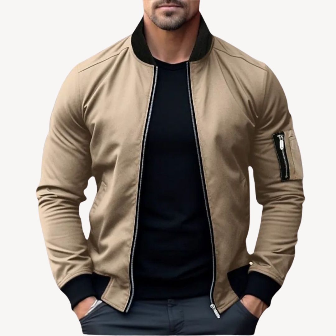 Herren Bomberjacke mit Reißverschluss – Klassische Zip-Up Übergangsjacke