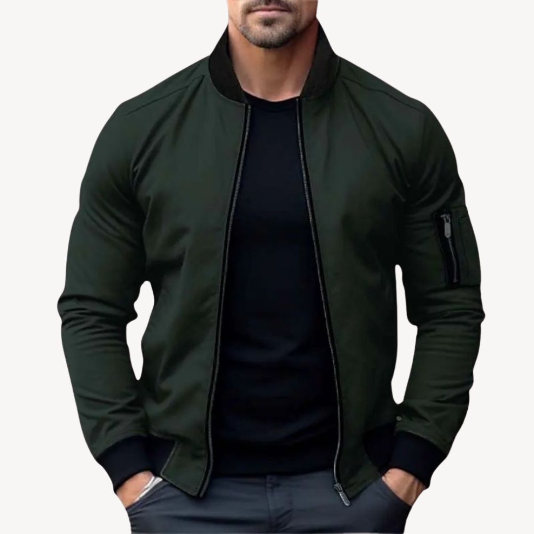 Herren Bomberjacke mit Reißverschluss – Klassische Zip-Up Übergangsjacke
