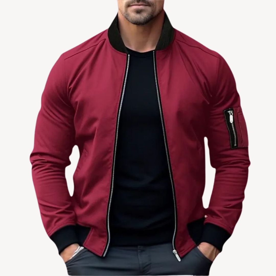 Herren Bomberjacke mit Reißverschluss – Klassische Zip-Up Übergangsjacke