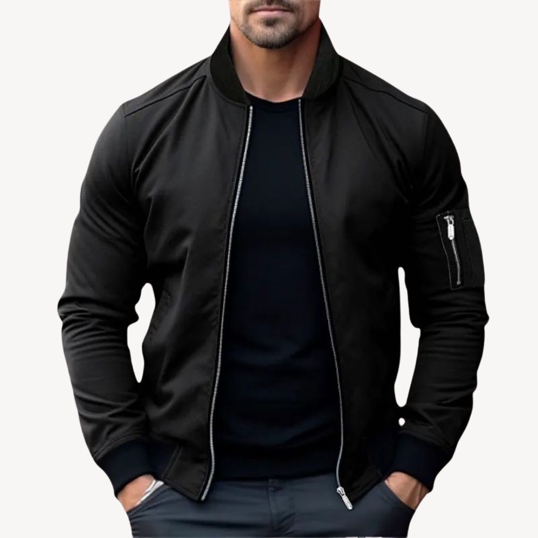 Herren Bomberjacke mit Reißverschluss – Klassische Zip-Up Übergangsjacke