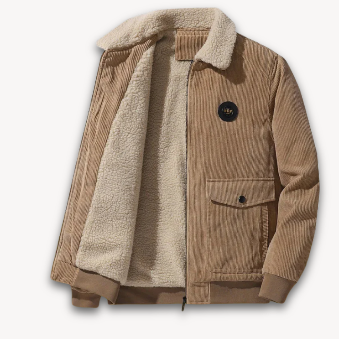 Herren Cordjacke mit Sherpa-Futter – Warmer Wintermantel mit Fleecekragen