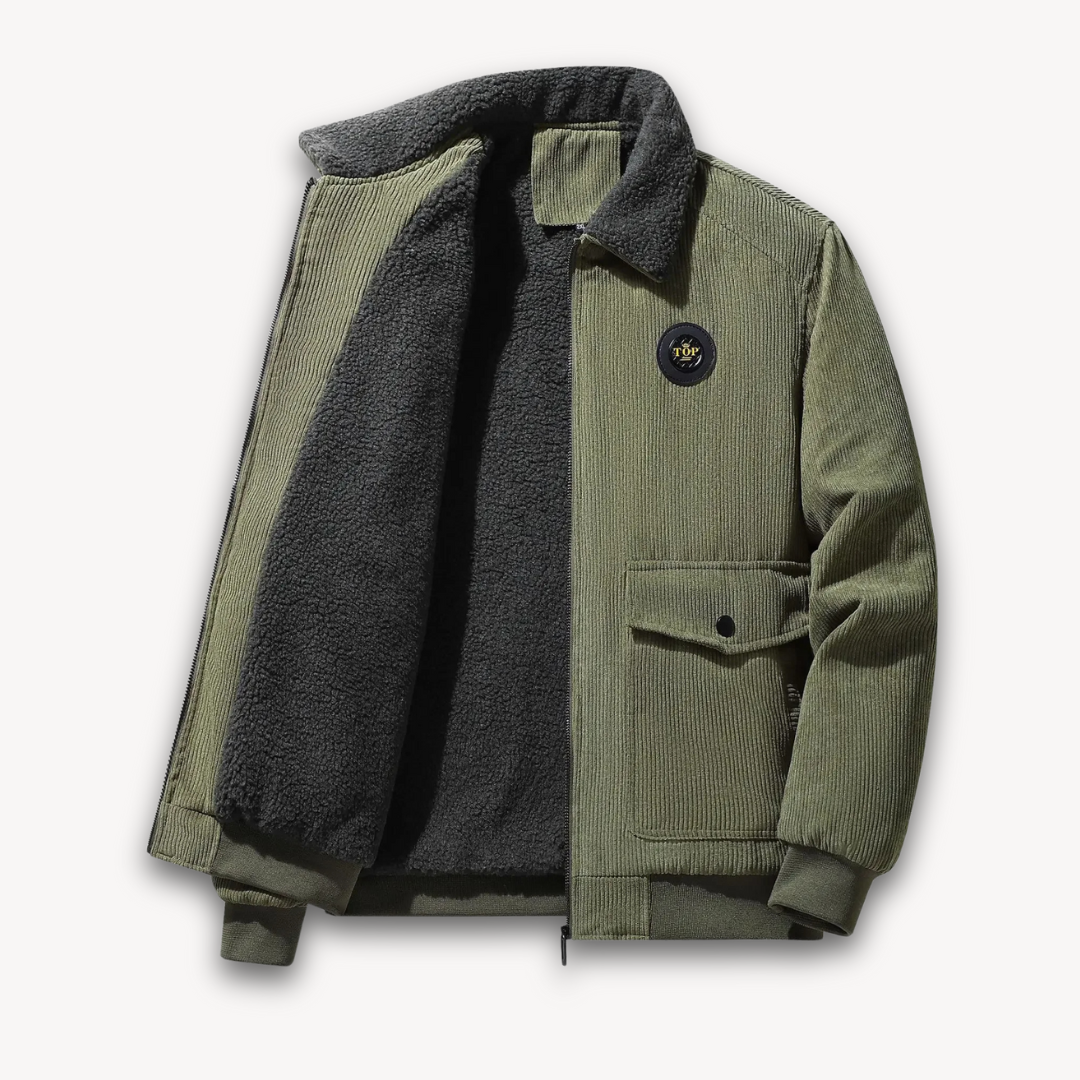Herren Cordjacke mit Sherpa-Futter – Warmer Wintermantel mit Fleecekragen