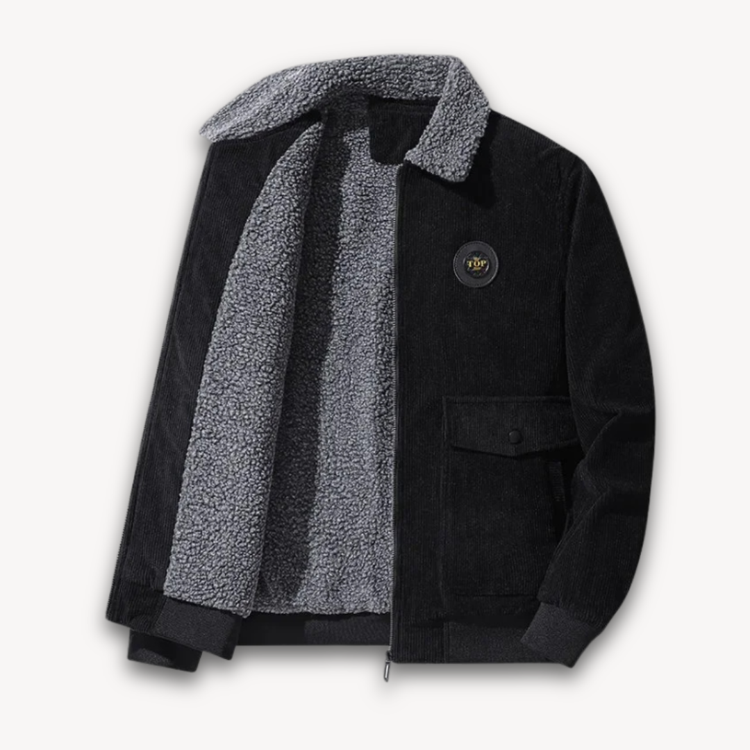 Herren Cordjacke mit Sherpa-Futter – Warmer Wintermantel mit Fleecekragen