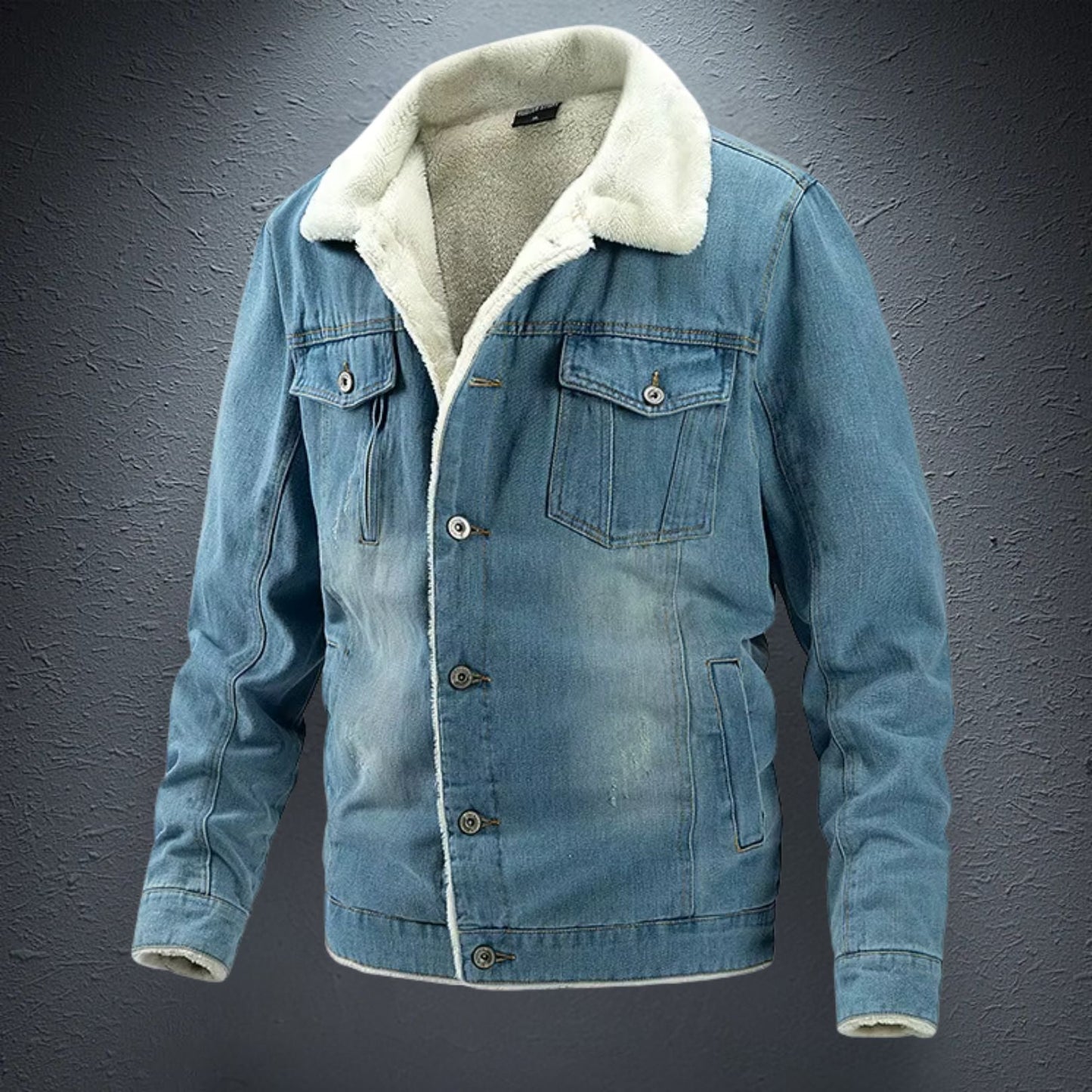 Herren Fleece Jeansjacke – Warm & Bequem für kalte Tage