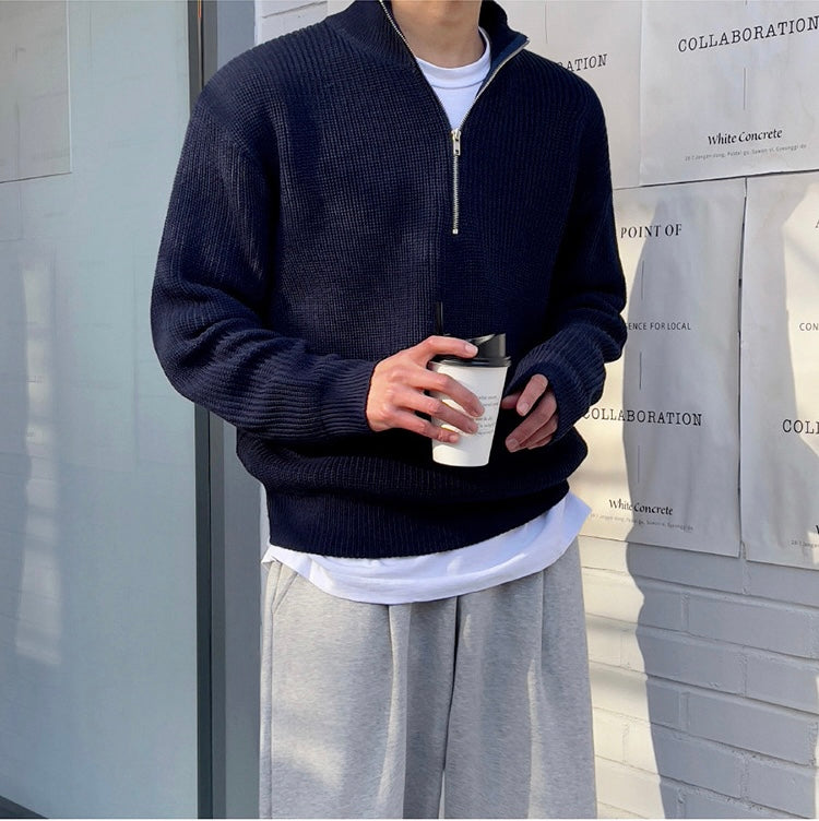 Men's Half-Zip Sweater – Elegant Old Money Style