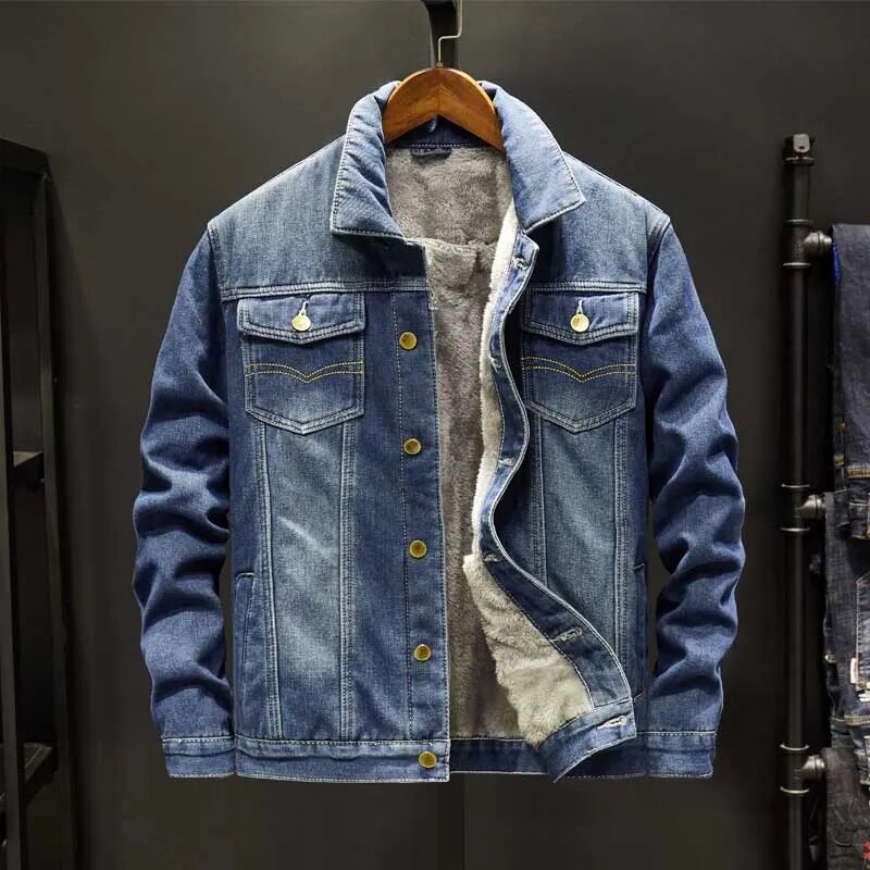 Herren Jeansjacke mit Fleece – Winddicht & Warm für Herbst und Winter