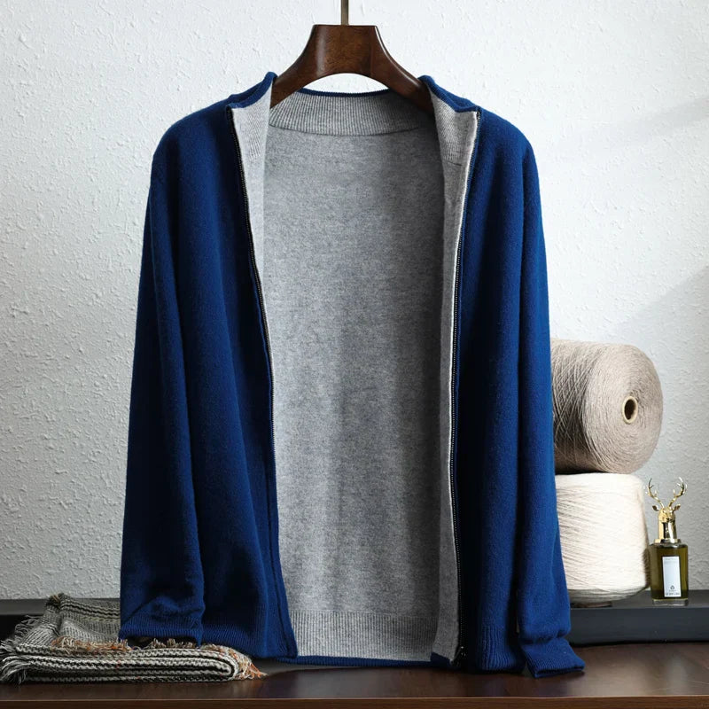 Men's Cashmere Jacket – Elegant Cardigan with Zipper