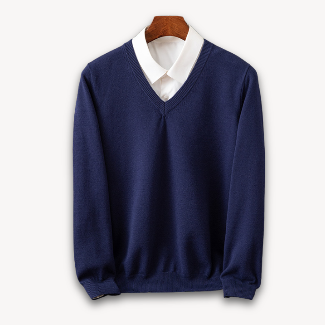 Men's Cashmere Sweater – V-Neck Slim Fit, Soft & Light