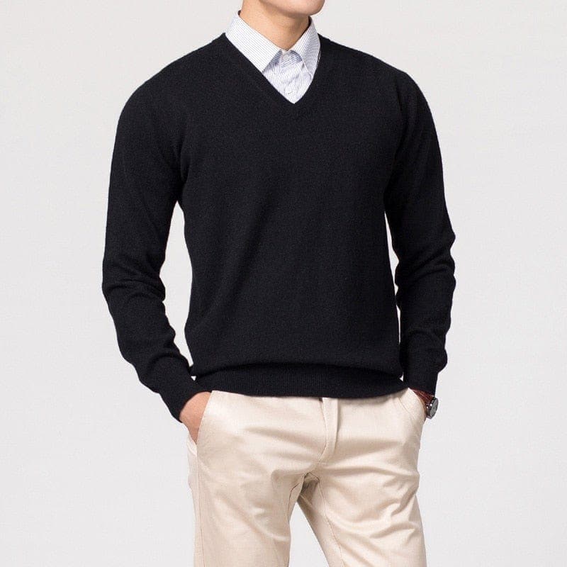 Herren Kaschmirpullover – V-Ausschnitt und Feinstrick