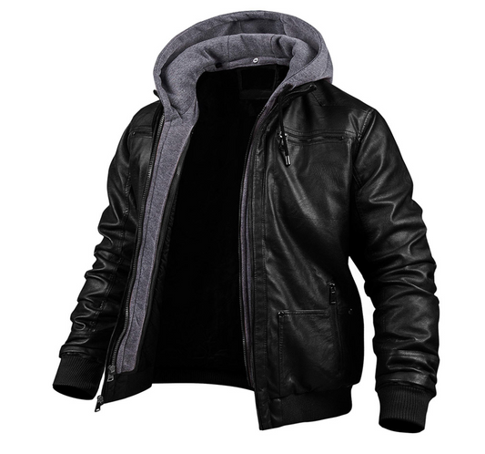 Herren Lederjacke Winter mit Kapuze – Stylisch & Premium Echtleder