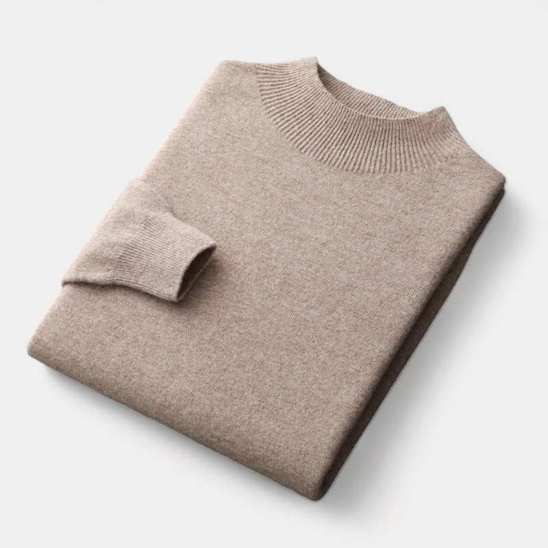 Herren Merino Wollpullover – Halber Rollkragen im Old Money Stil