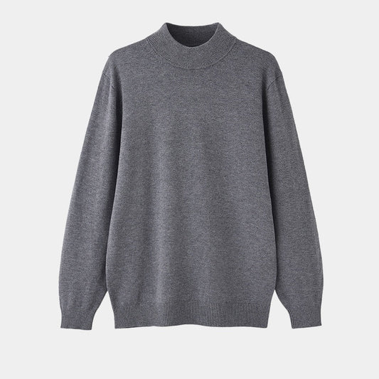 Men's Merino Wool Sweater – Half Turtleneck in Old Money Style