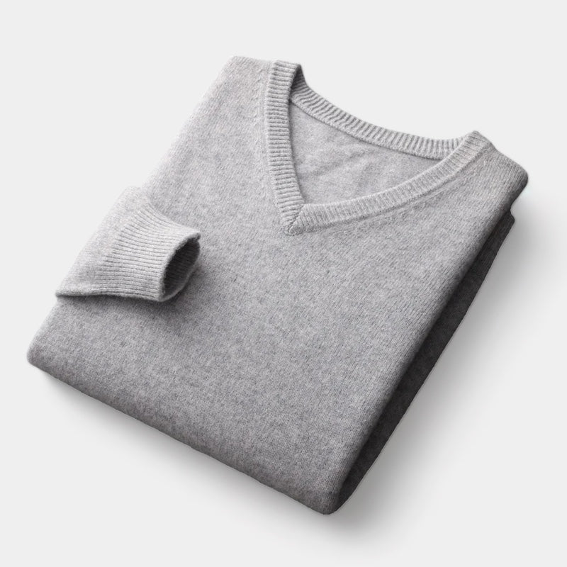 Herren Merino Wollpullover – V-Ausschnitt im Old Money Stil