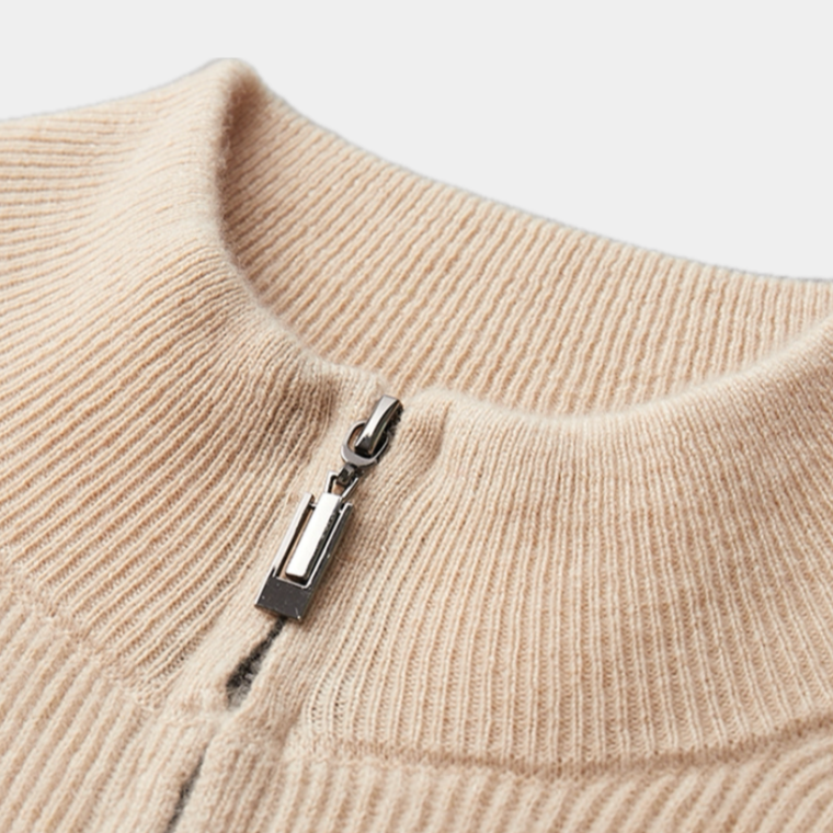 Herren Merino Zip Pullover – Eleganter Old Money Stil
