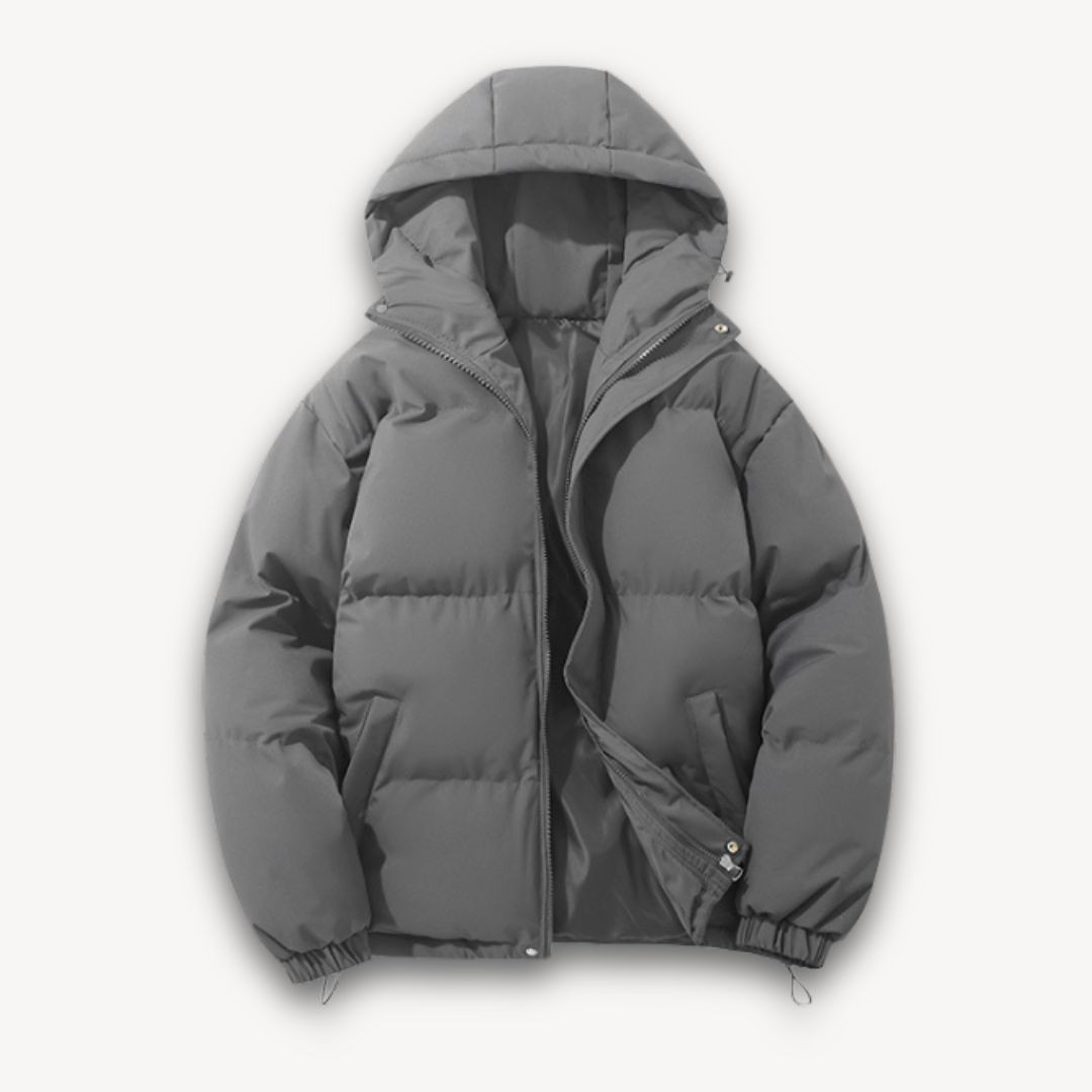 Herren Pufferjacke mit Kapuze – Warme Winterjacke aus leichtem Polyester
