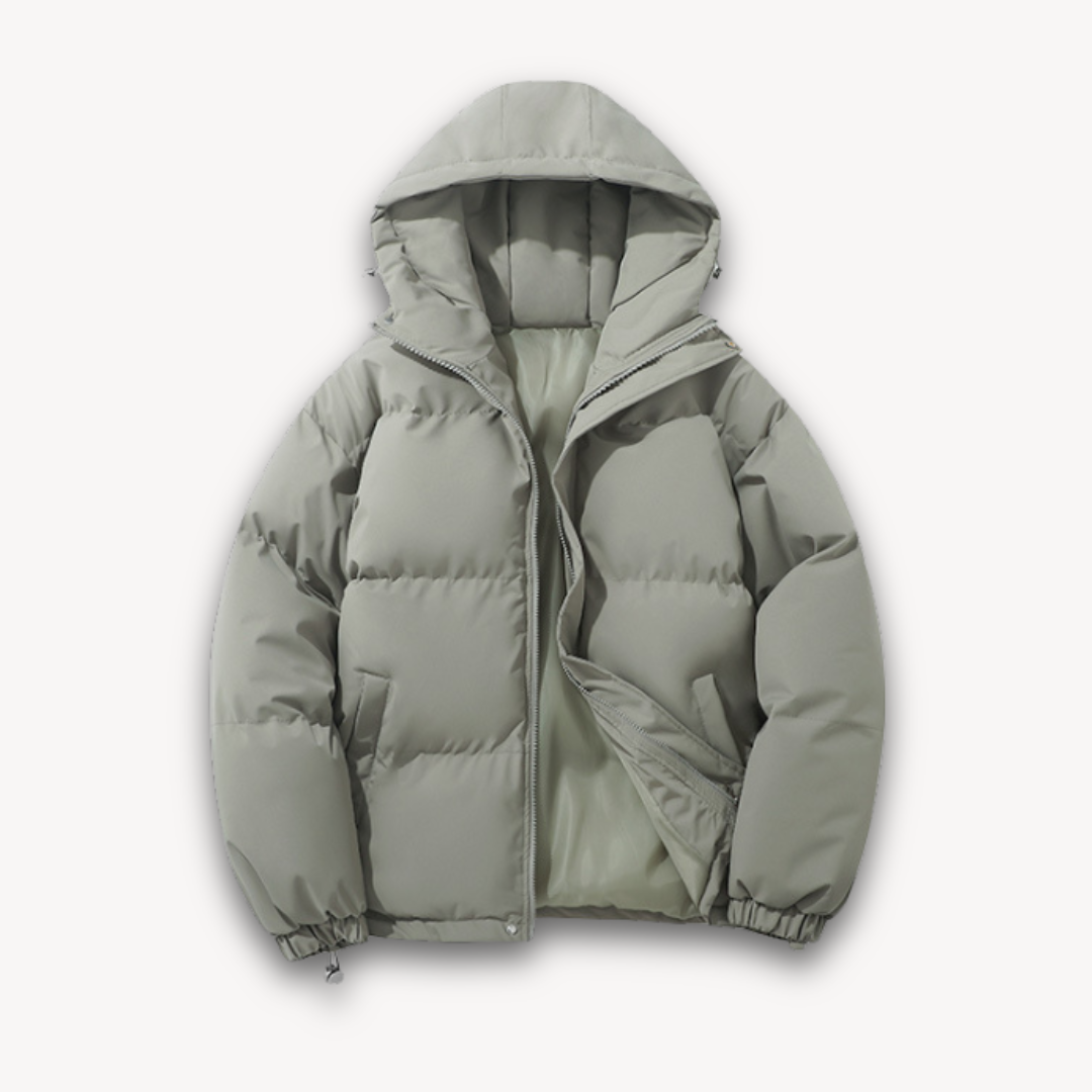 Herren Pufferjacke mit Kapuze – Warme Winterjacke aus leichtem Polyester