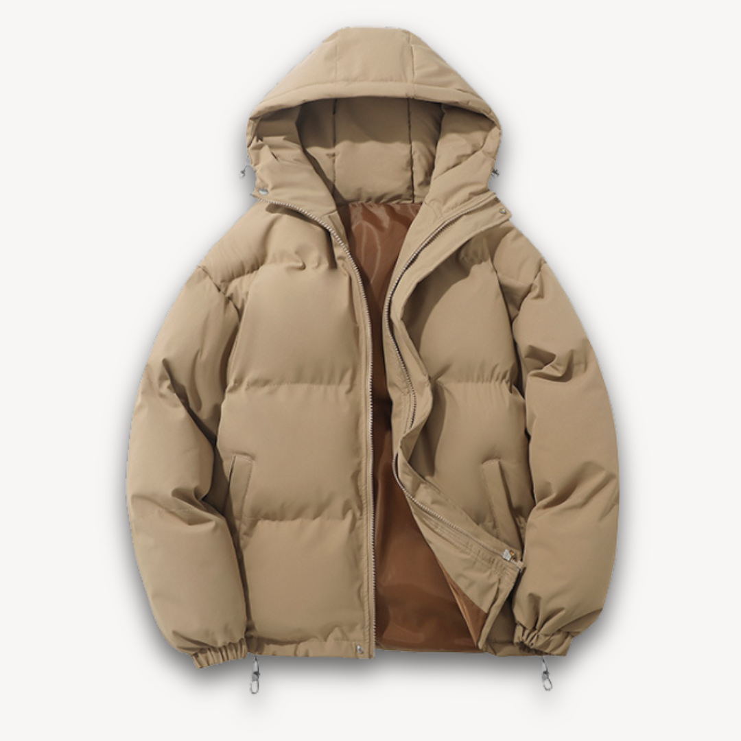 Herren Pufferjacke mit Kapuze – Warme Winterjacke aus leichtem Polyester