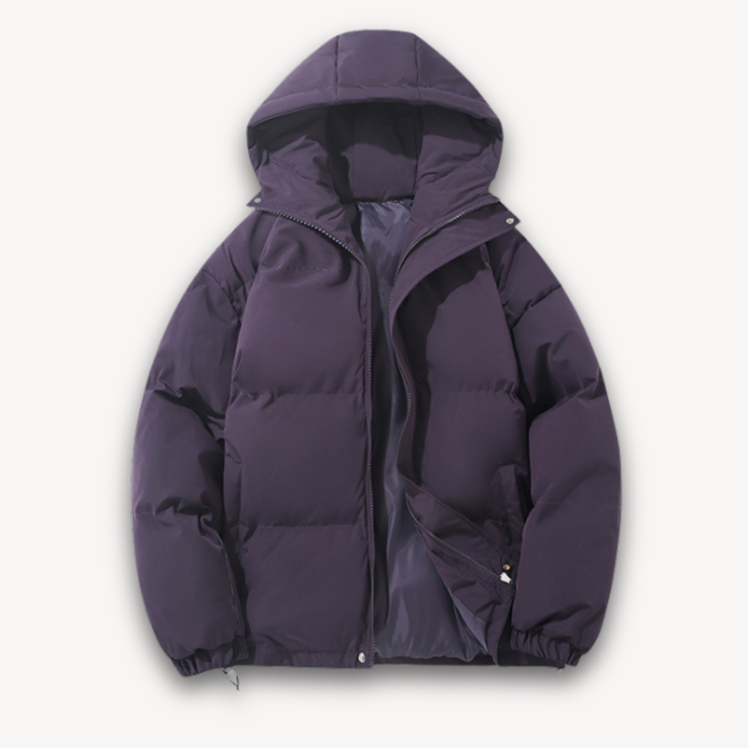 Herren Pufferjacke mit Kapuze – Warme Winterjacke aus leichtem Polyester