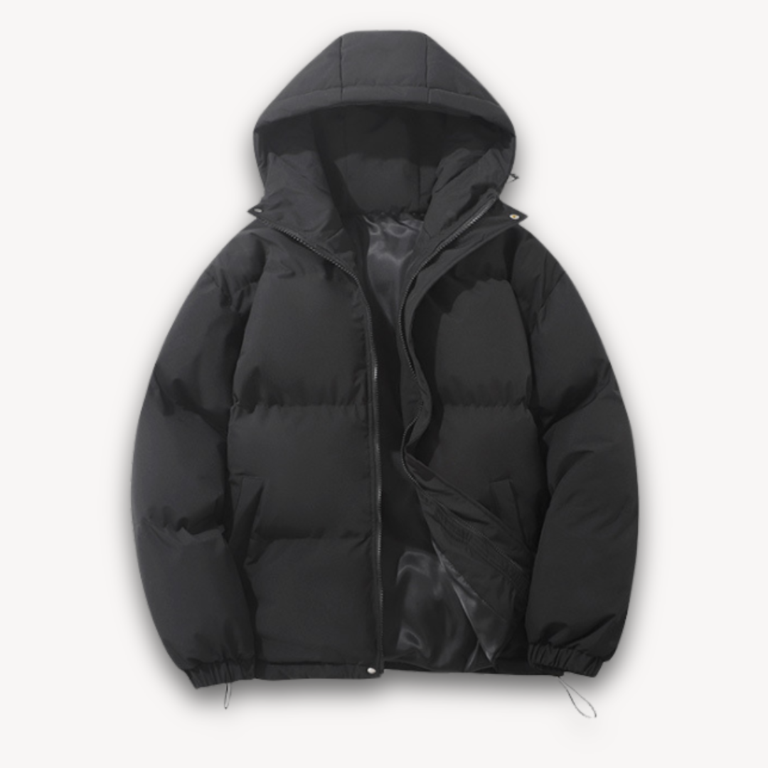Herren Pufferjacke mit Kapuze – Warme Winterjacke aus leichtem Polyester